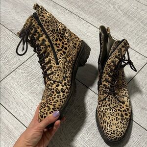Pony hair Leopard Ankle Boots lucky brand size 9.5